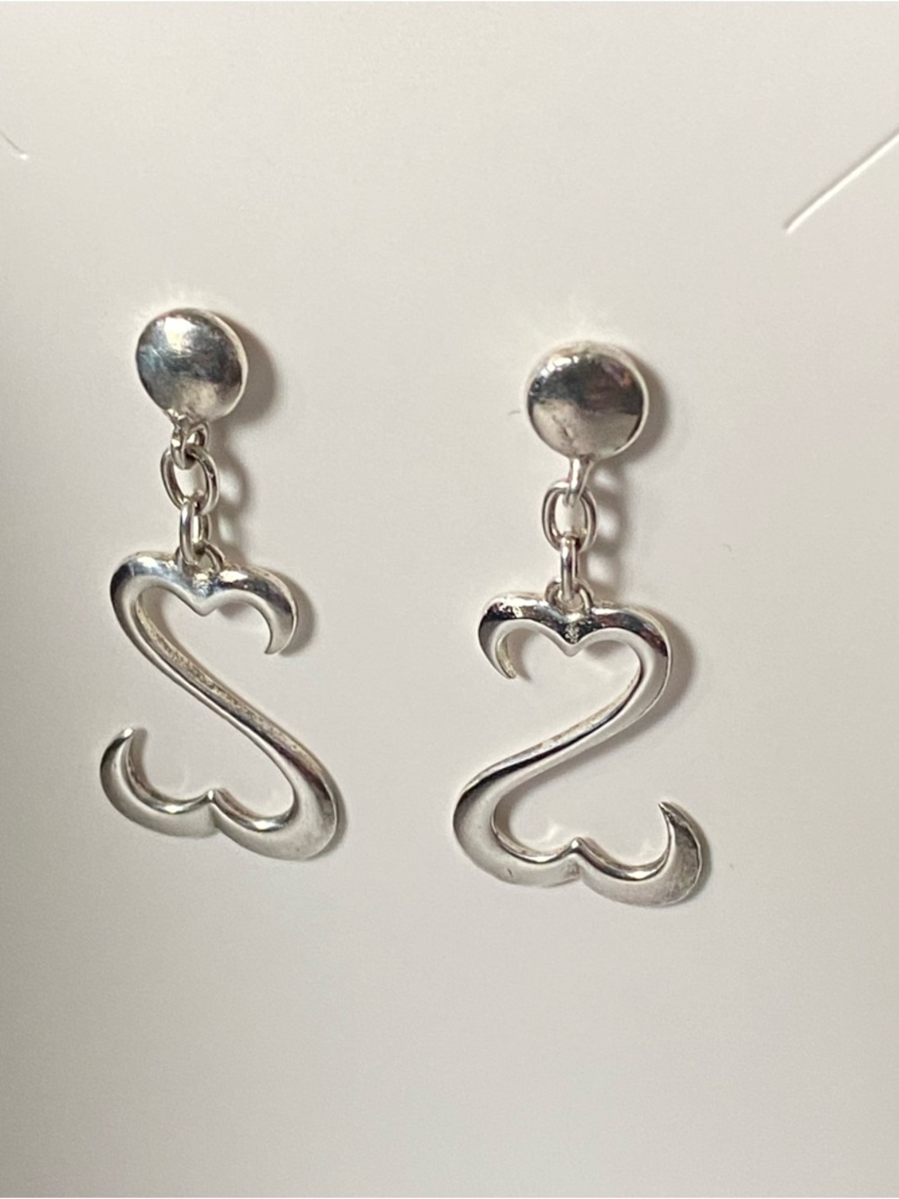 Sterling Silver 925 Heart Loop Drop Dangle Earrings